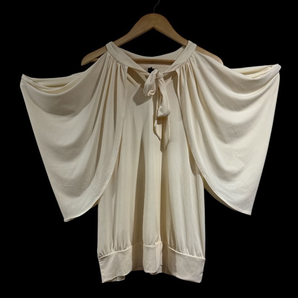 Lane Bryant blouse cream Tie-Front top cold shoulder bat wing NeW 14 16 size